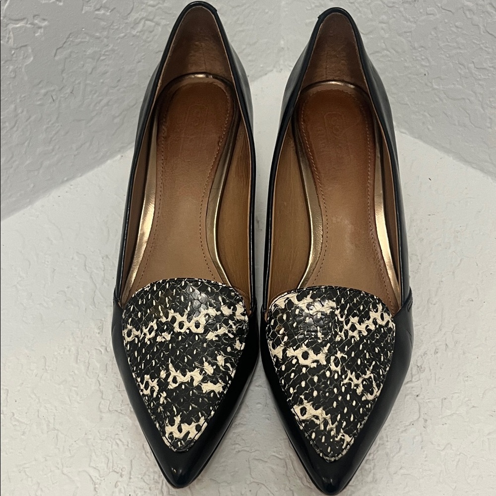 Coach Zayley Black and Cream Patterned Heels